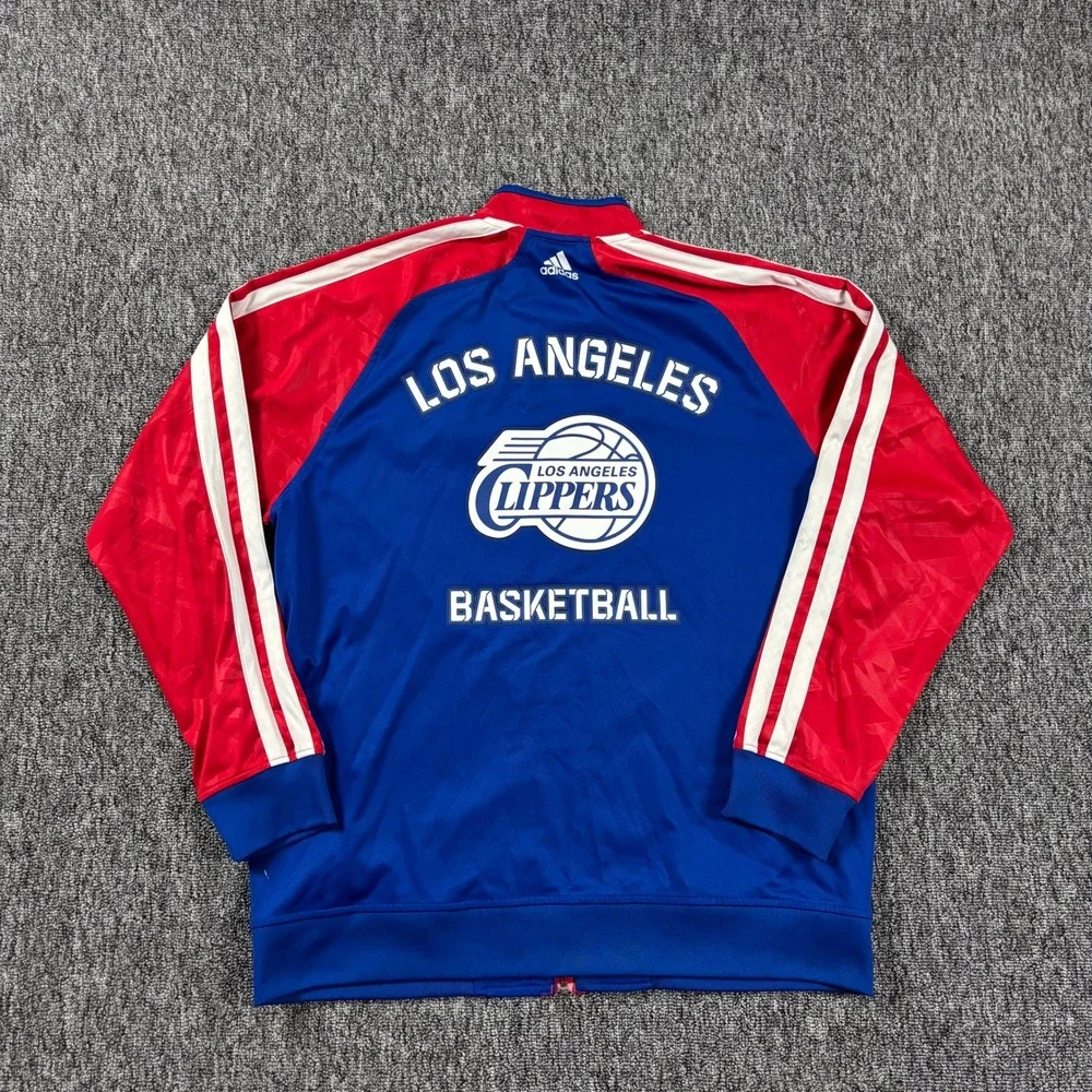 Vintage Y2K Los Angeles Clippers Adidas Basketball Track Jacket Blue Red XL